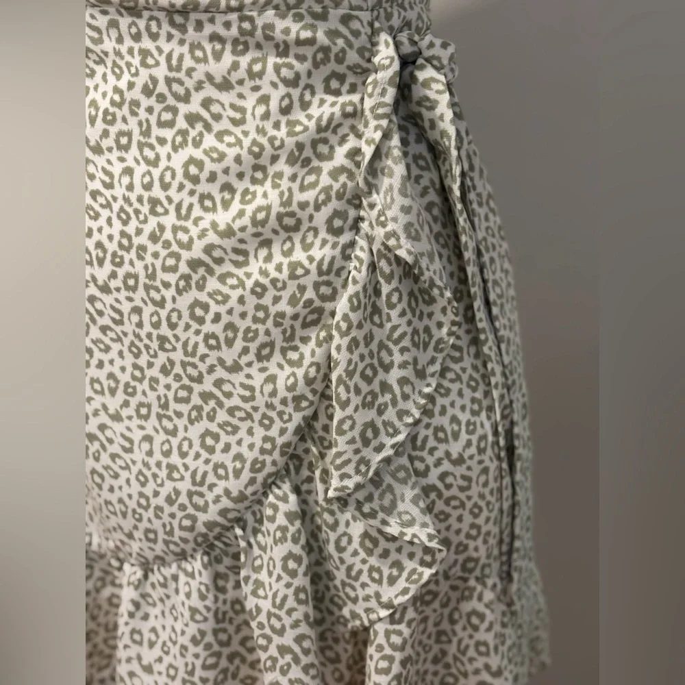 Altar'd State Green and White Leopard Print Mini Dress - Picture 8 of 13